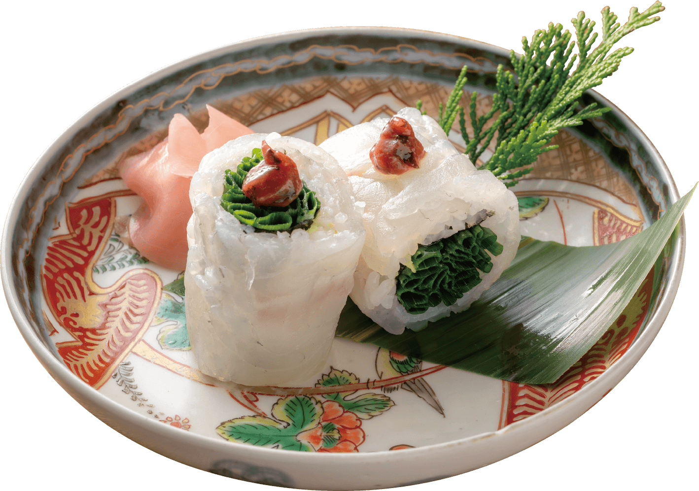 横堀船場 の 真鯛と葱の細巻き